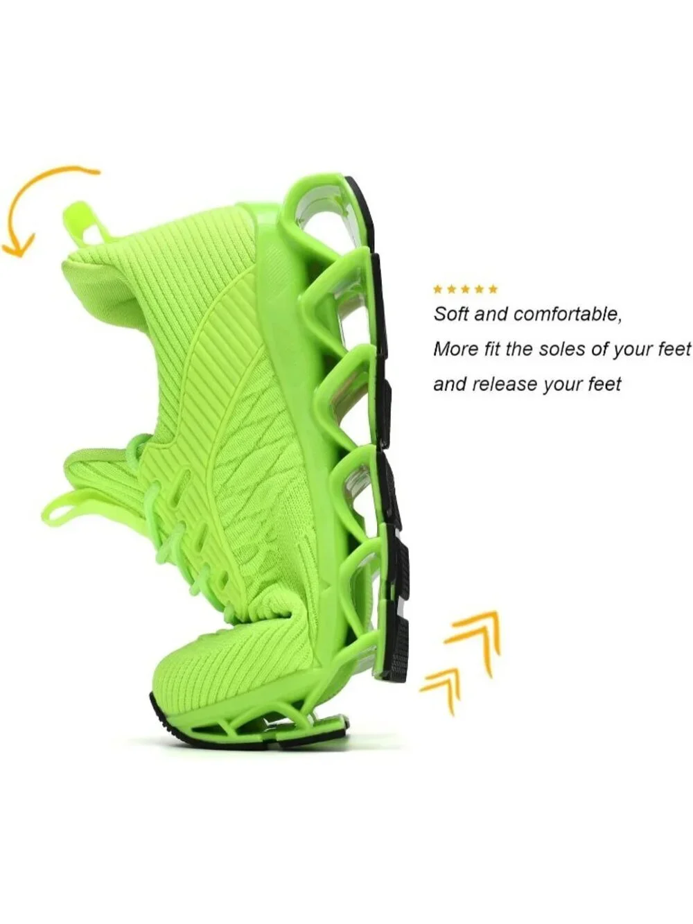 Women's Green Blade Mesh Comfort Non Slip Athletic Slip on Soft Sneaker Shoes
